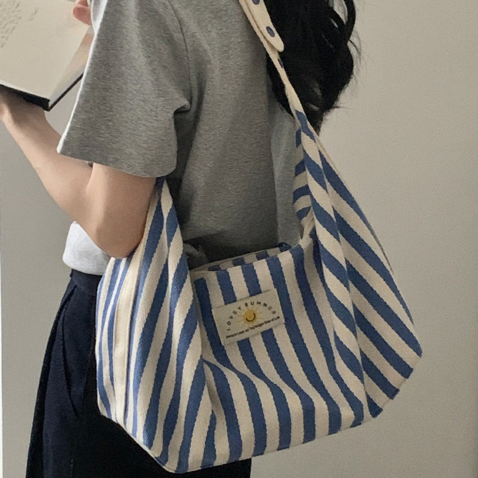 Pomelo Summer Striped Tote – Spacious & Stylish Canvas Bag