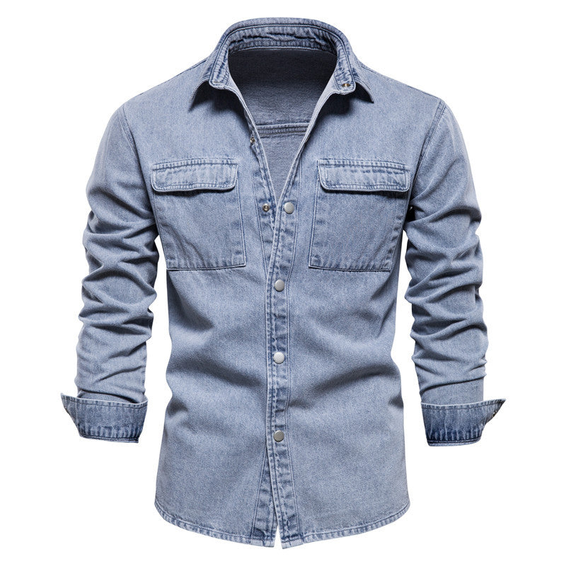 STOCK-Washed Denim Jacket for Men – Casual Spring & Autumn Style