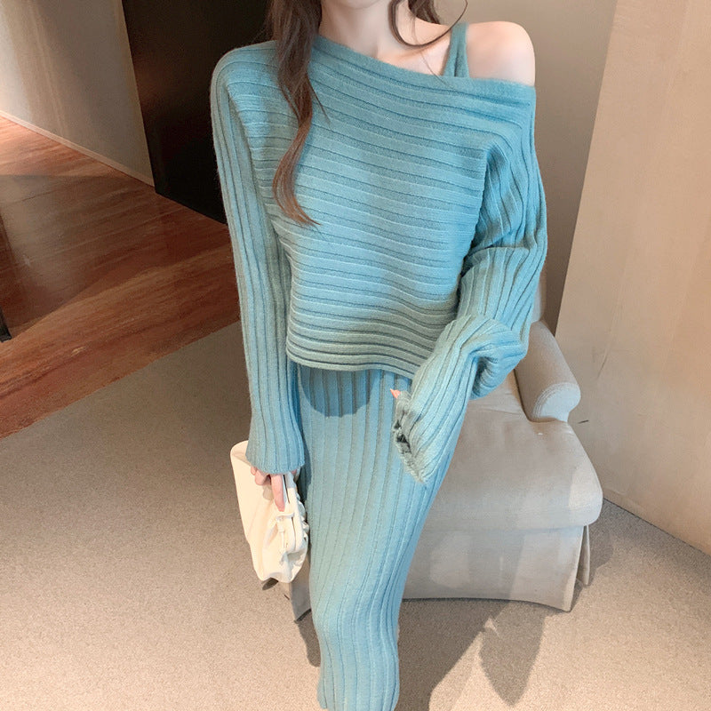 Korean Pullover Sweater & Knitted Dress Set