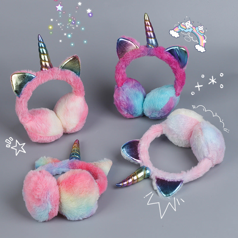 Unicorn Plush Winter Earmuffs – Cute & Warm Rabbit Hair Ear