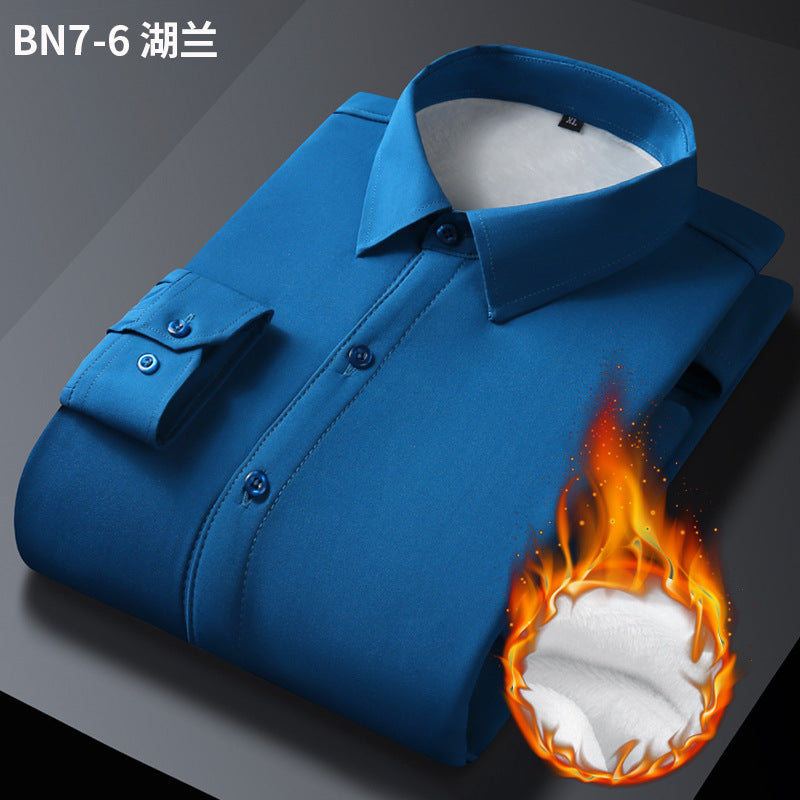 Pure Color Velvet Warm Mens Shirt 2025