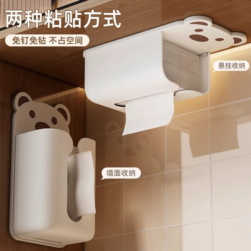 Punch-Free Wall-Mounted Tissue Box with Cartoon Design