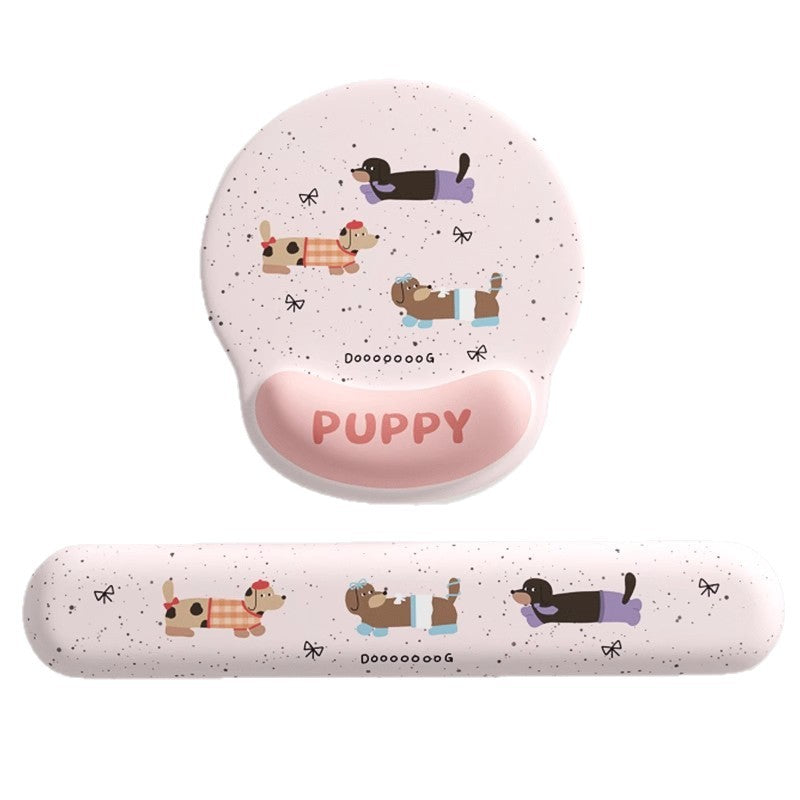 Cartoon Dachshund Wrist Mouse Pad with Hand Rest