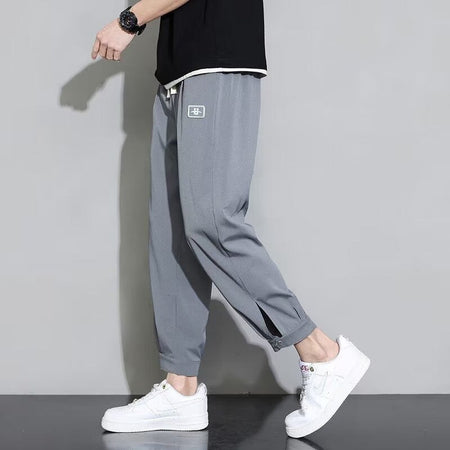 Gray men's trousers - slim fit casual pants with comfortable stretch fabric