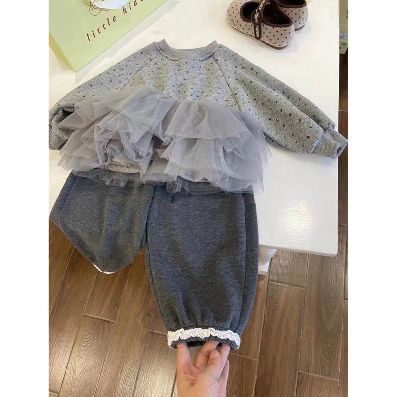 Girls Polka Dot Mesh Set – Autumn Sweatshirt Outfit – Outfit Sets – Image 6