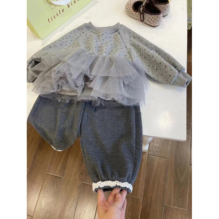 Girls Polka Dot Mesh Set – Autumn Sweatshirt Outfit – Outfit Sets – Image 6