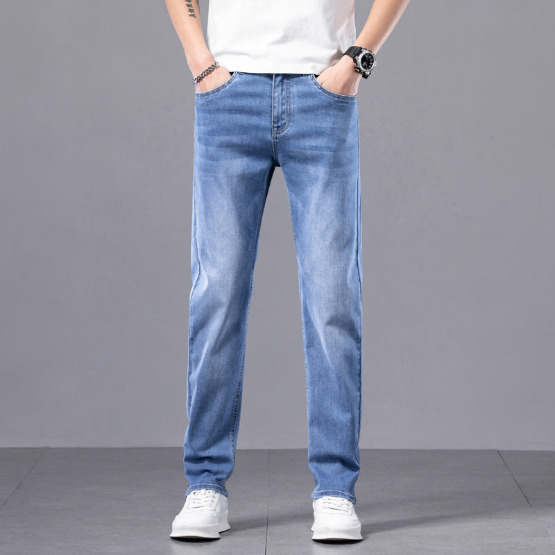 Men’s Slim-Fit Ice Silk Jeans – Summer Casual Pants
