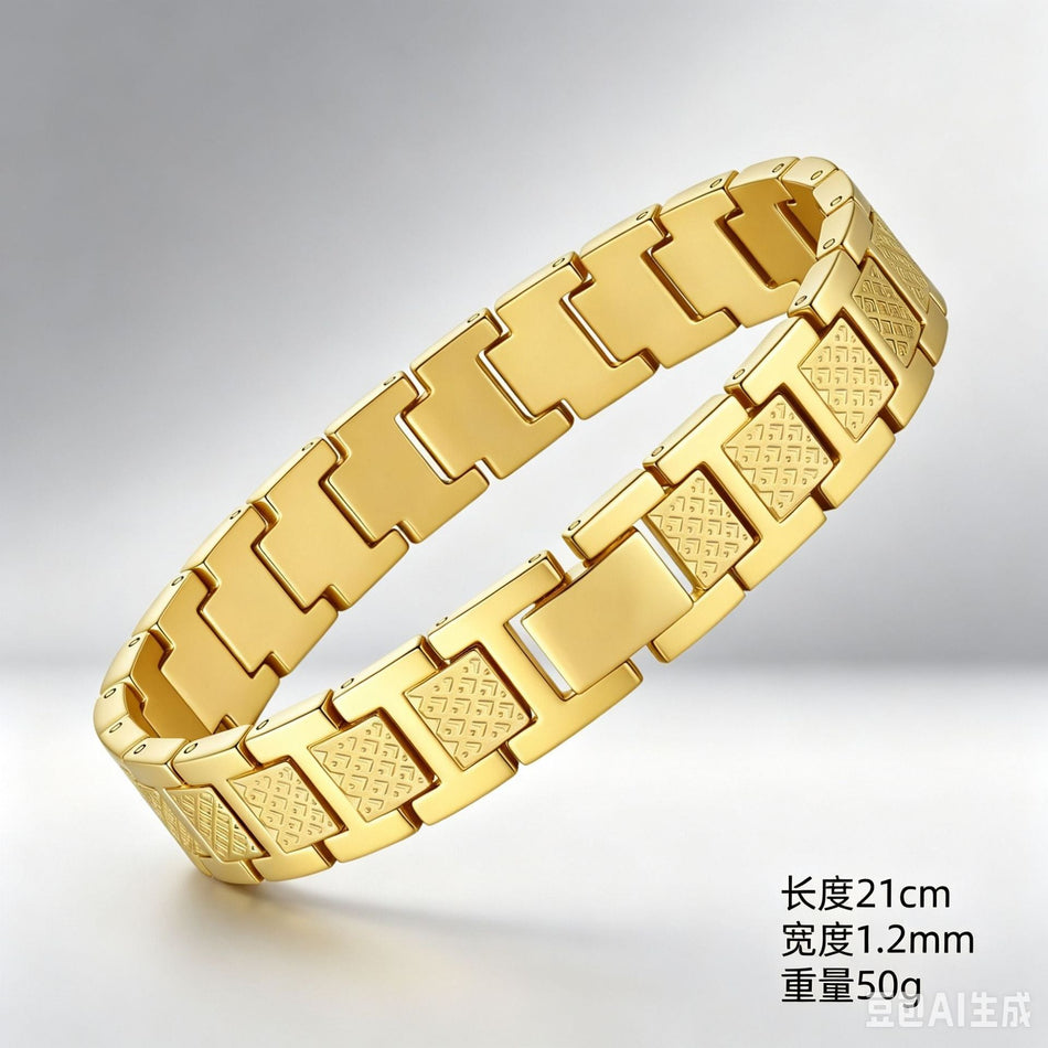 Men's Crocodile Pattern Titanium Steel Chain Bracelet