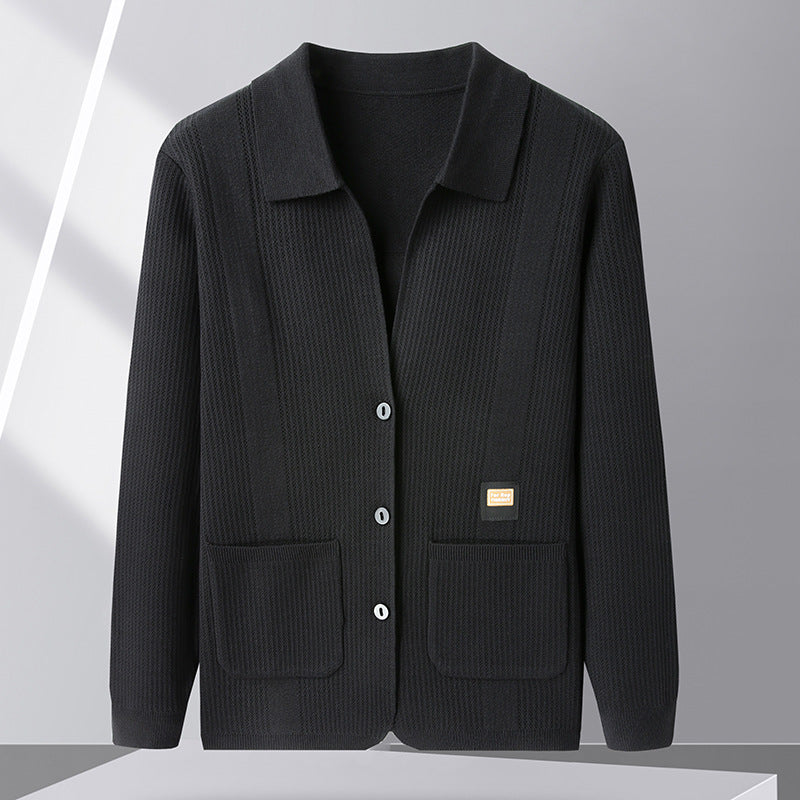 Men’s Cardigan Lapel Sweater – Casual Spring & Autumn Top