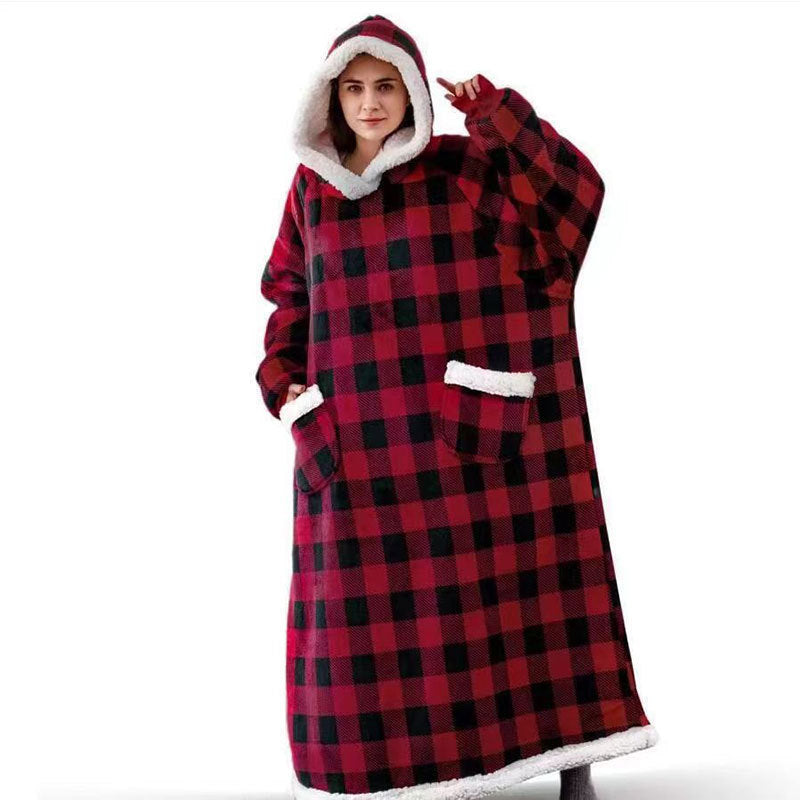 STOCK-Extra Long Hooded Blanket – Flannel TV Nightgown