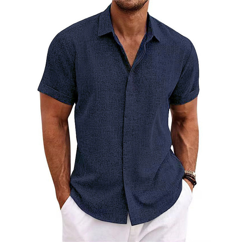 Men’s Cotton-Linen Short-Sleeve Summer Shirt