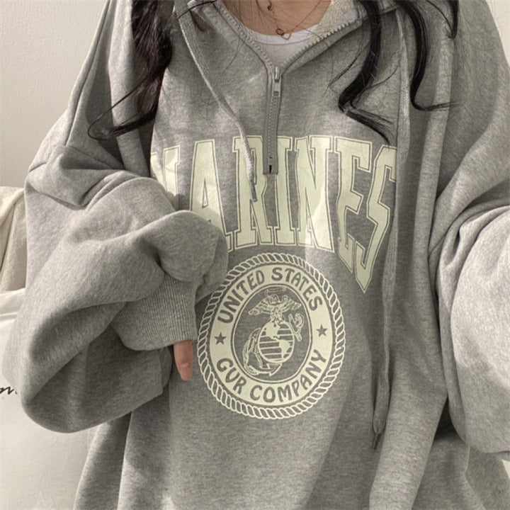 Women’s Cotton Zipper Hooded Korean Style Coat