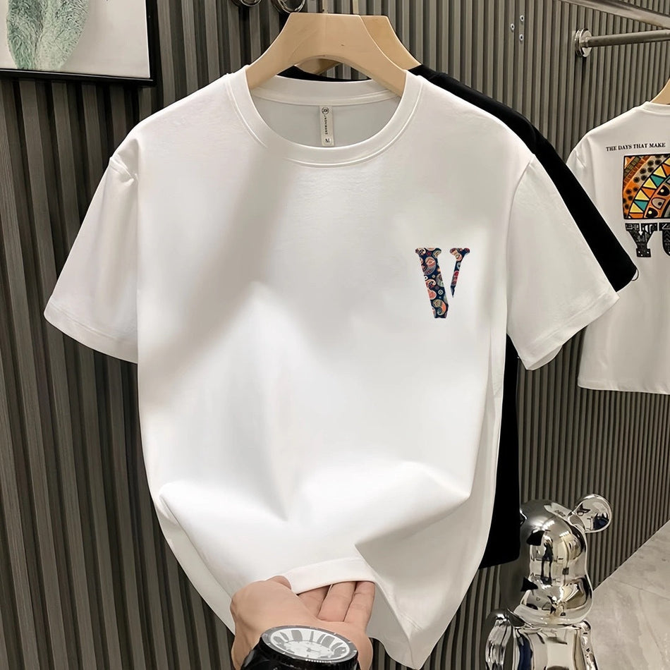 STOCK-Plus Size Summer Men’s Heavyweight Trendy Half T-Shirt