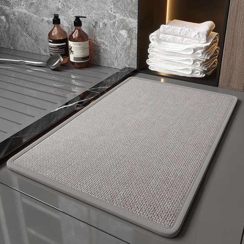 Solid Color Linen Diatom Mud Bathroom Mat