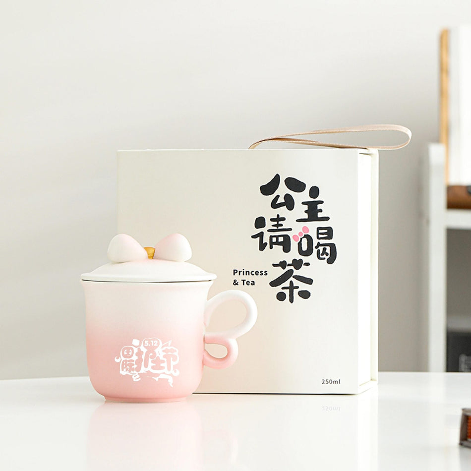 Creative Bow Ceramic Office Mug High-Value Gift for Girls