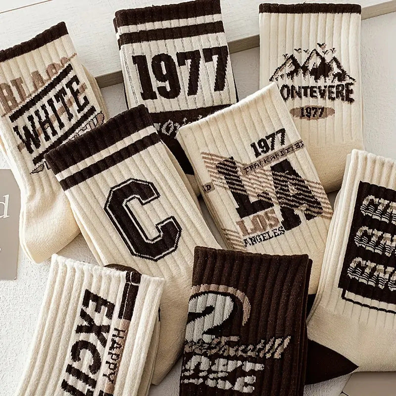 Men’s Trendy Retro Long Socks for Autumn/Winter- Pack of 8