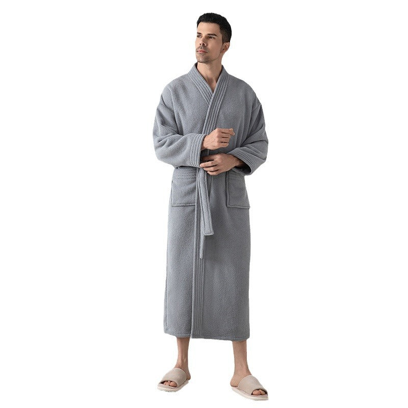 Men’s Velvet Thickened Bathrobe – Warm Autumn Winter Robe