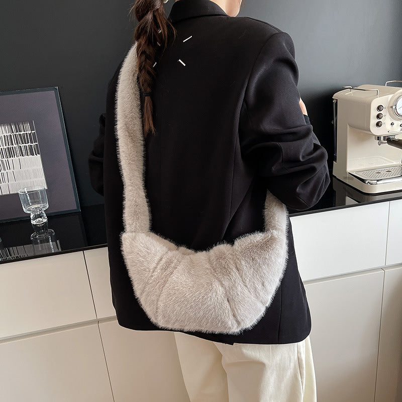 Tramp Winter Plush Crossbody Dumpling Bag Large Women