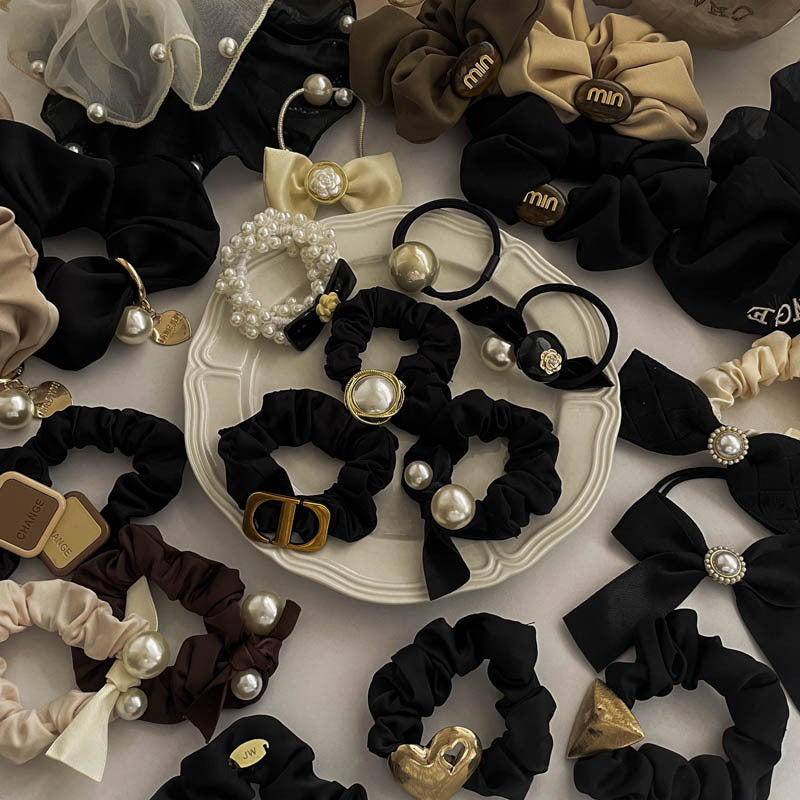 Bowknot Pearl Elastic Hair Ring – Korean Style Autumn/Winter