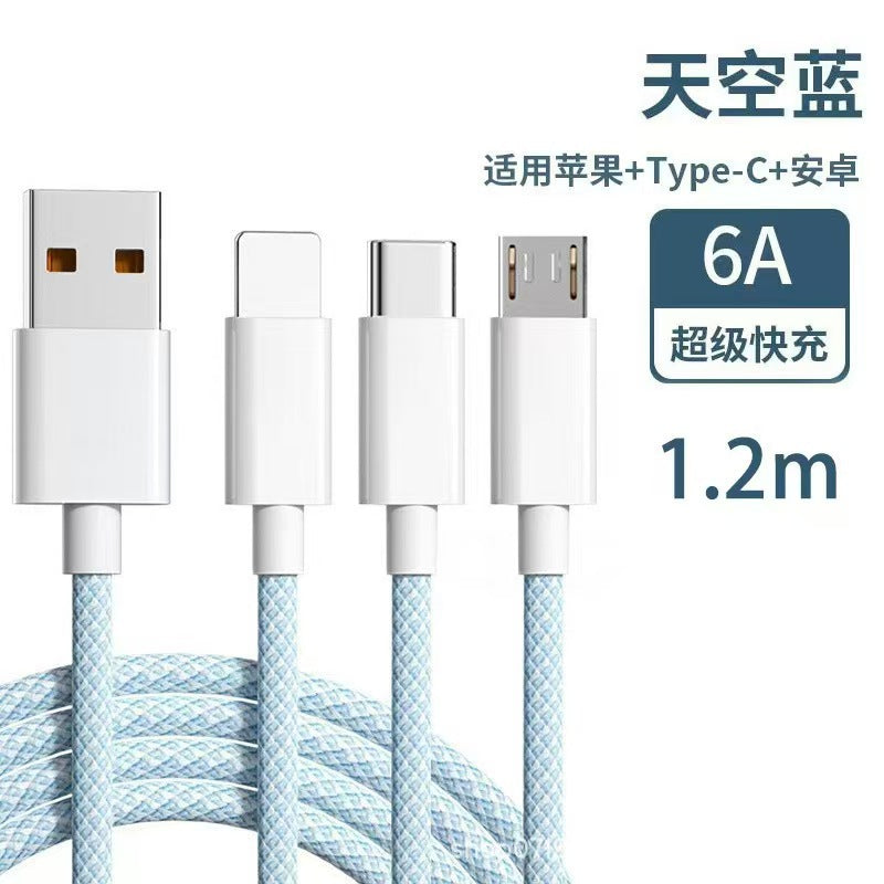 120W Triple-Interface Macaron Braided Multi-Charging Cable