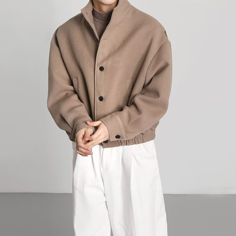 Men’s Woolen Overshirt Korean British Style Jacket
