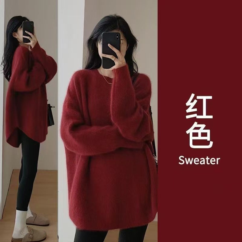 Women’s Plus-Size Mid-Length Lazy Knit Pullover