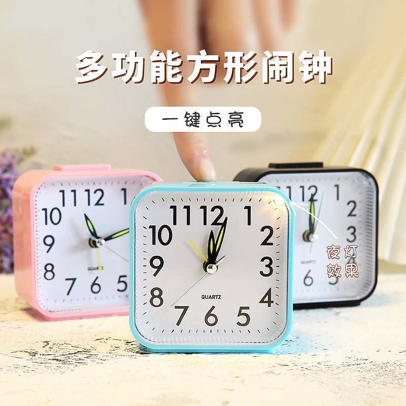 Square Digital Alarm Clock Creative Night Light Student
