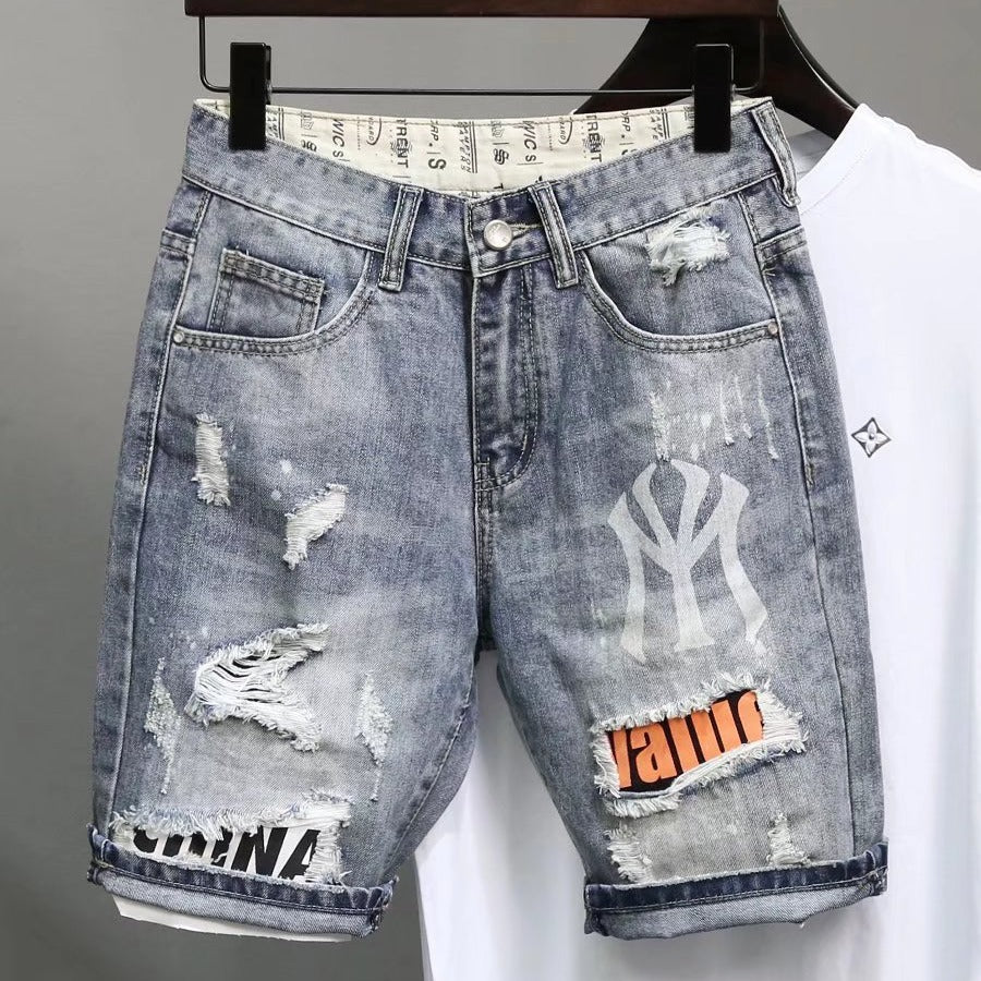 Light Color Ripped Korean Style Denim Shorts