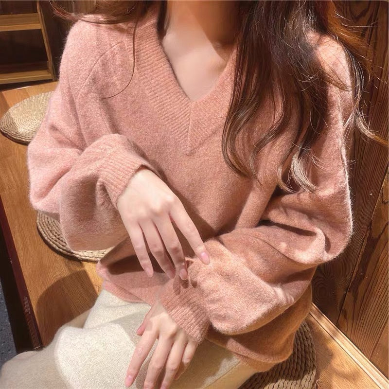 Kaning Pink V-Neck Knitwear – Women’s 2026 Pullover
