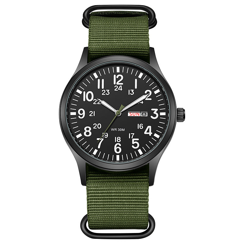 TPW Men's Premium Nylon Woven Tactical Quartz Watch
