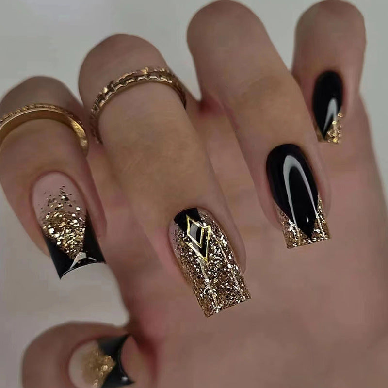 Black Gold European Style Wearable Nail Set