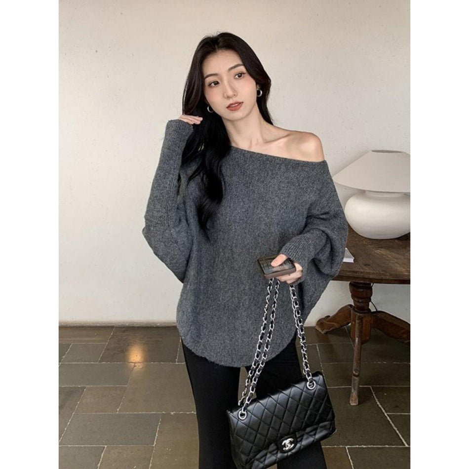 Women’s Lazy-Style Bat Sleeve Off-Shoulder Knit Top