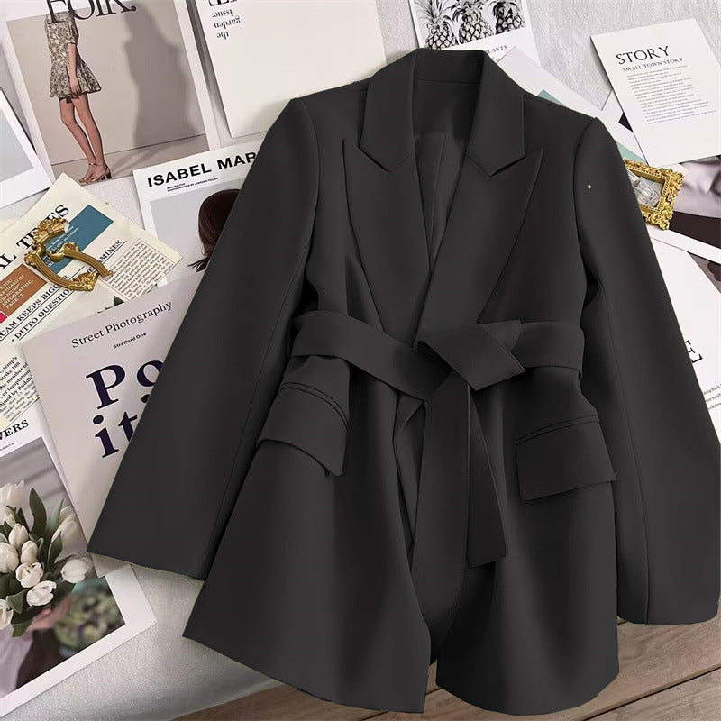 Women’s Black Korean Lace-Up Suit Jacket – Spring Autumn 2023