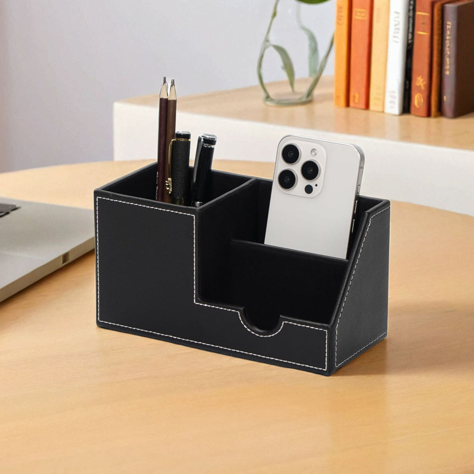 Luxury Leather Pen Holder Multi-Functional Desk Organizer