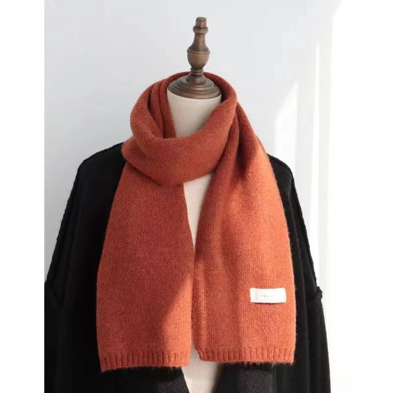 Korean-Style Warm Solid Color Scarf Women