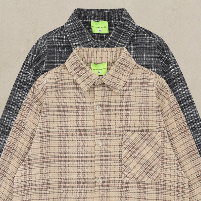 Men’s Autumn Winter Chenille Plaid Shirt Jacket