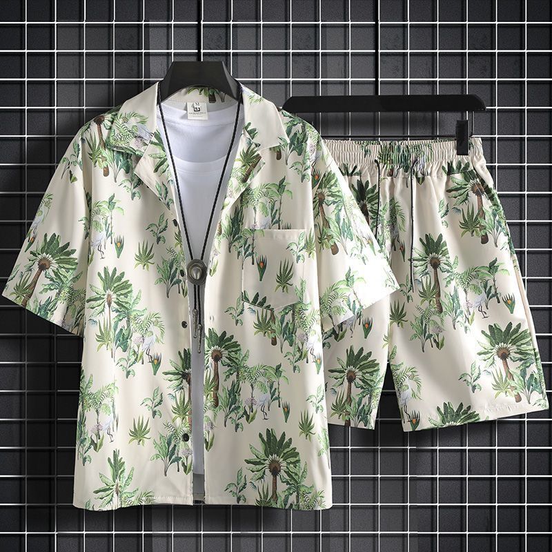 INSTOCK Men's Summer Floral Beach Shirt Set – Plus Size