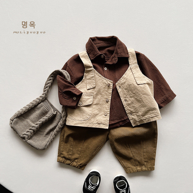 Girls Korean Style Cotton Long Sleeve Shirt Jacket