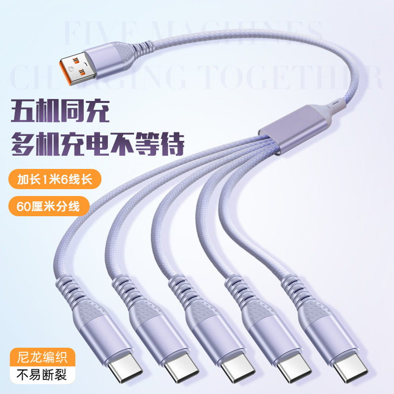 5-in-1 Multi-Head Type-C Fast Charging Data Cable