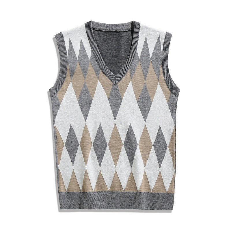 Sleeveless Sweater – Solid Color Slim Knit Vest for Men