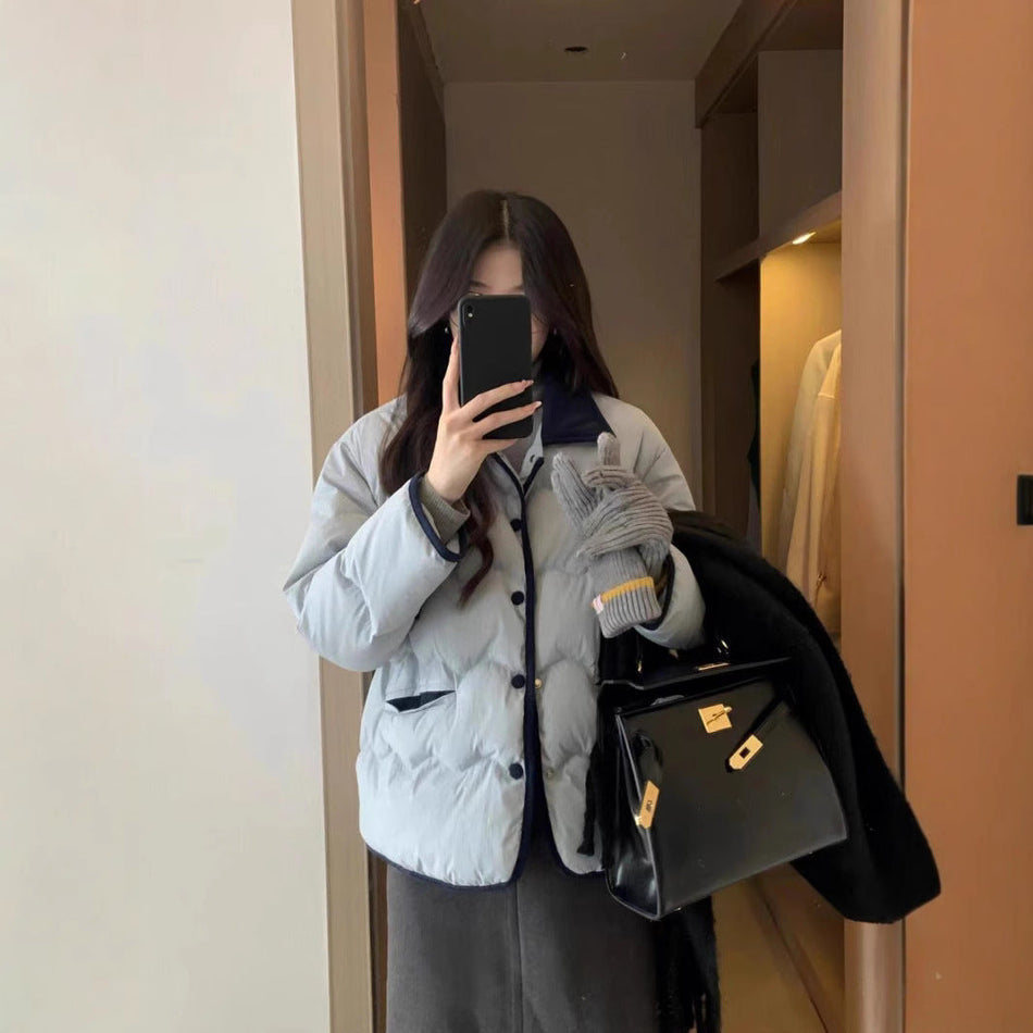 Korean Lapel Short Down Cotton Jacket