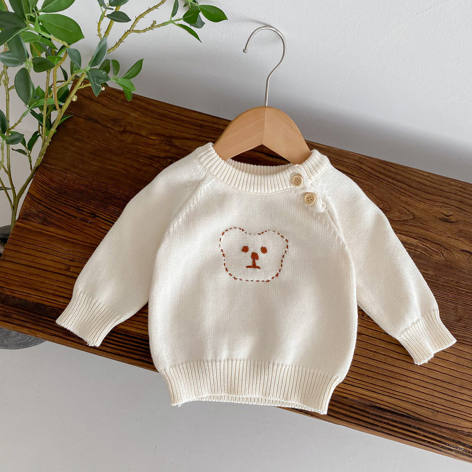 Kids Korean Bear Embroidered Sweater Autumn Winter