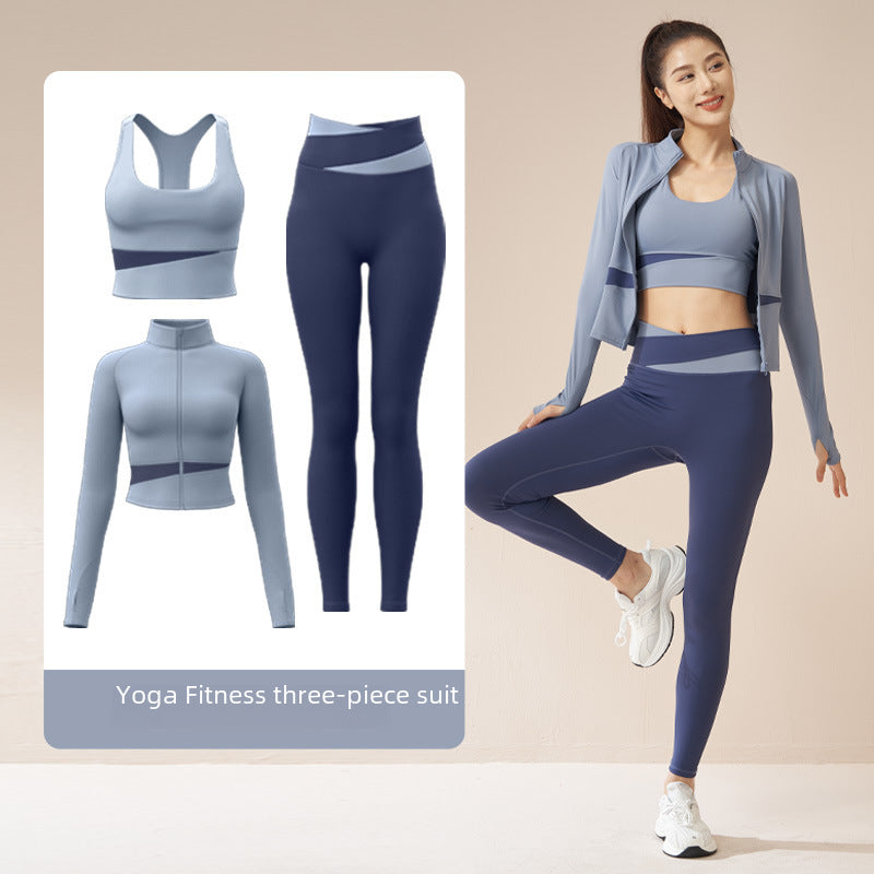 Peach Nude Three-Piece Yoga & Fitness Set