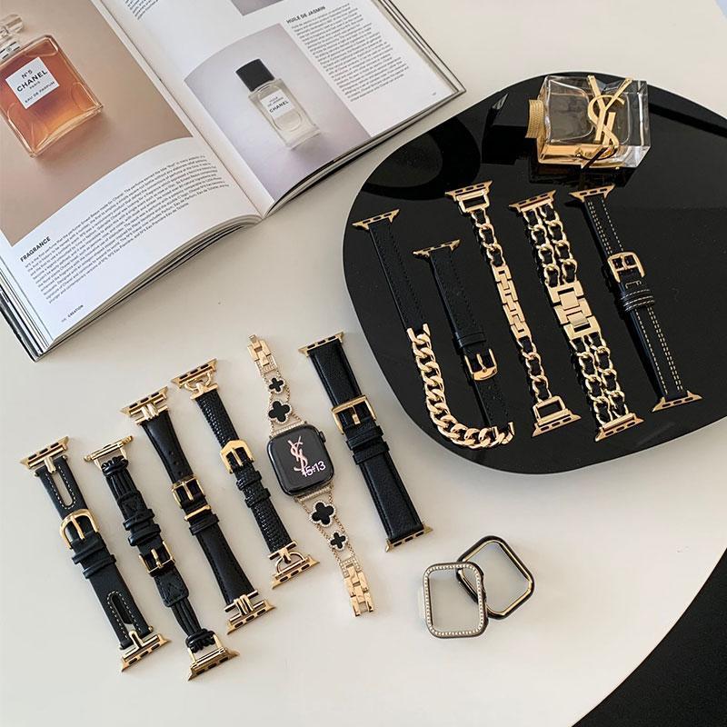 Black Gold Elegant Strap for Apple Watch Series 9/8/7/6/5