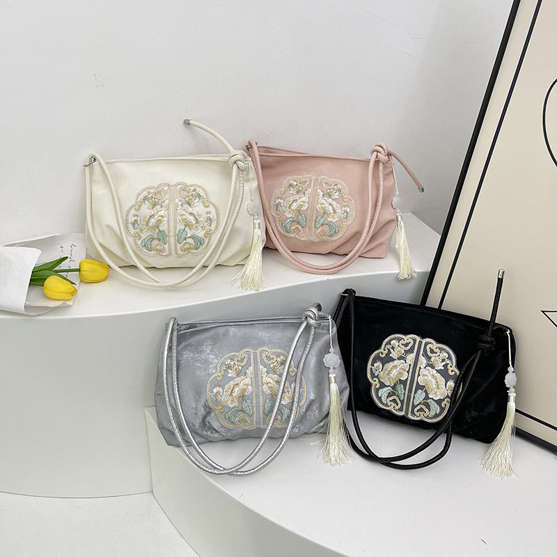 Embroidered Chinese-Style Small Square Shoulder Bag