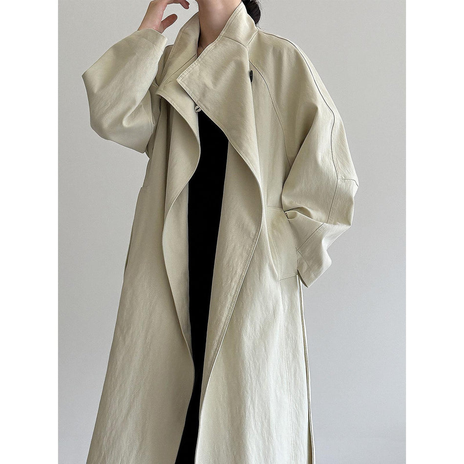 Luxi Korean Stand Collar Mid-Length Coat Women