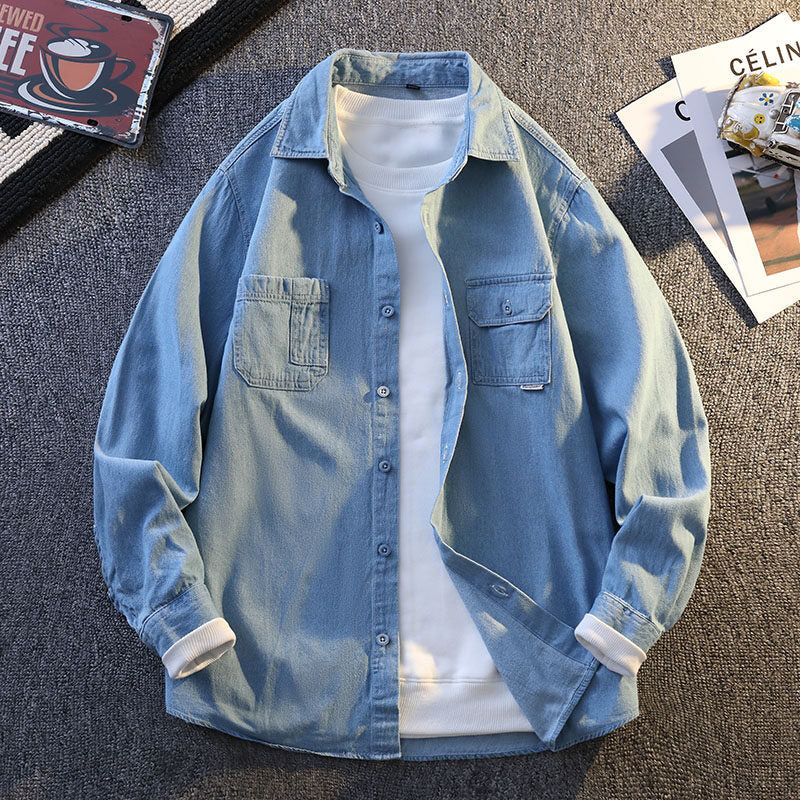 Men's Denim Long-Sleeve Loose Fashionable Jacket Shirt