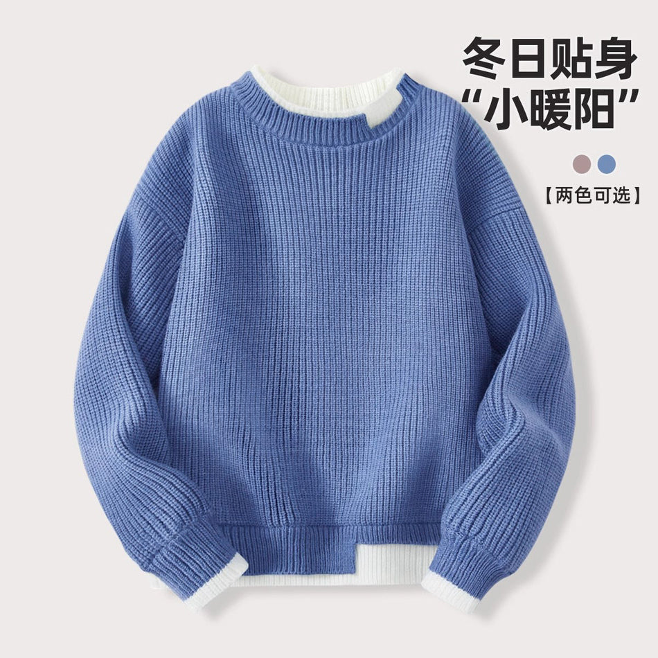 Boys’ Autumn Winter Knit Sweater 2025 Blue