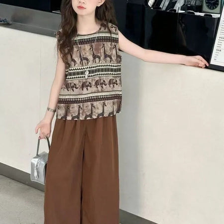 Girls’ Summer 2025 Sleeveless Two-Piece Set – Summer Kids Fashion Nepal | Tudoholic