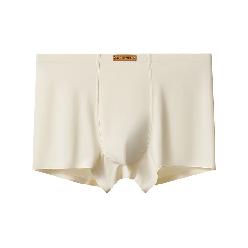 Men's Milk Silk Ice Silk Seamless Boxer Briefs with Lining